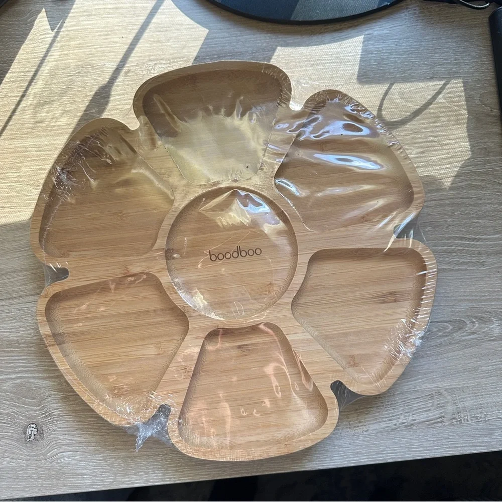 Boodboo Bamboo Flower-Shaped Lazy Susan Serving Tray
